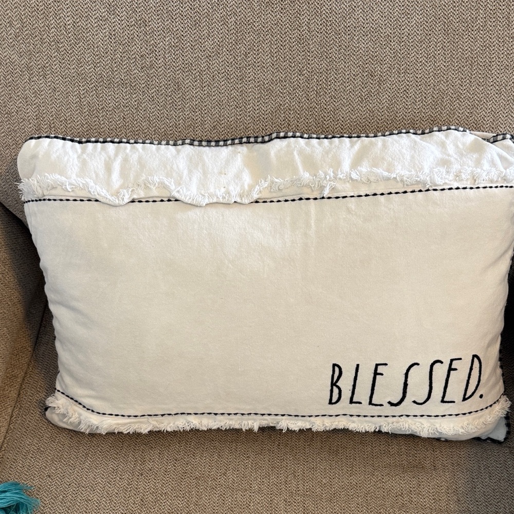 Rae Dunn White and Black Accent Pillow